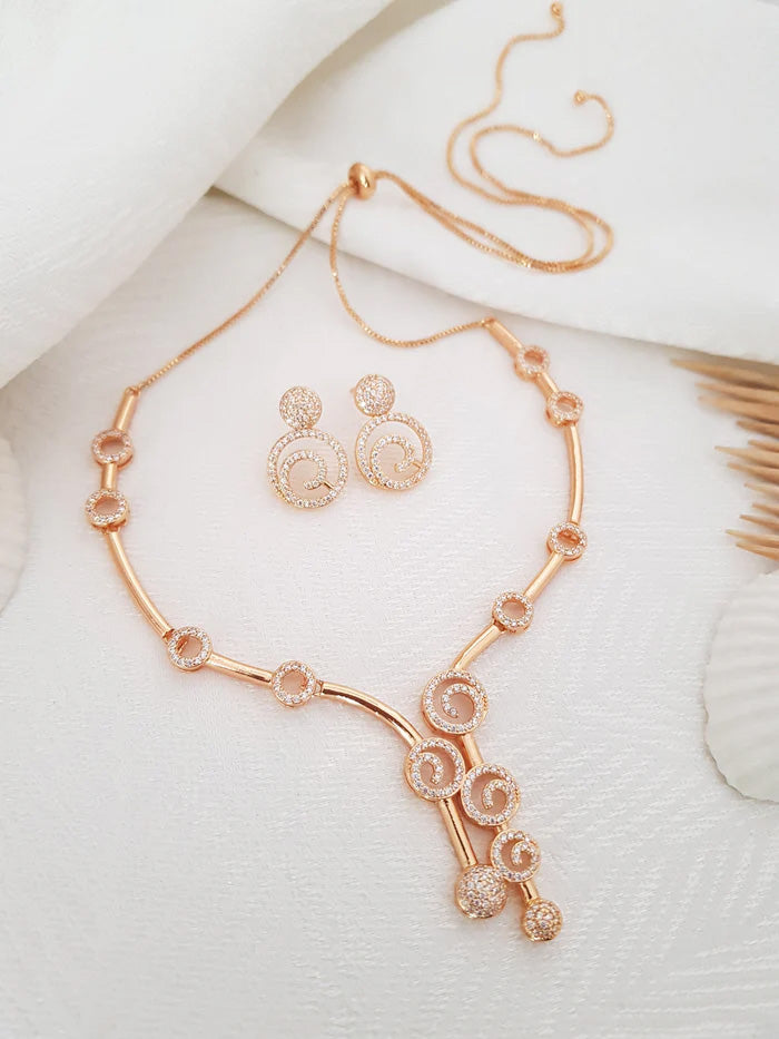 Beautiful CZ Freesia Rose Gold Necklace