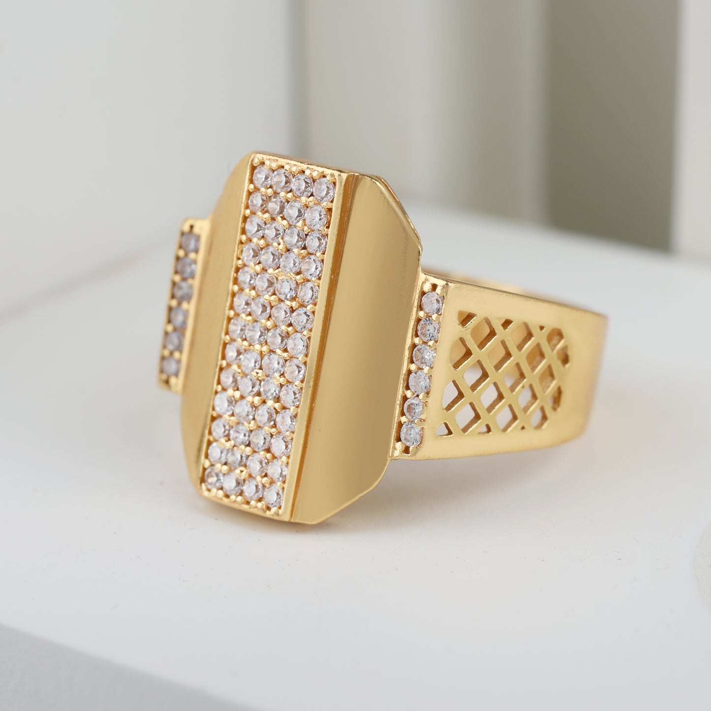 Gold Plated Diamond Ring For Man-1