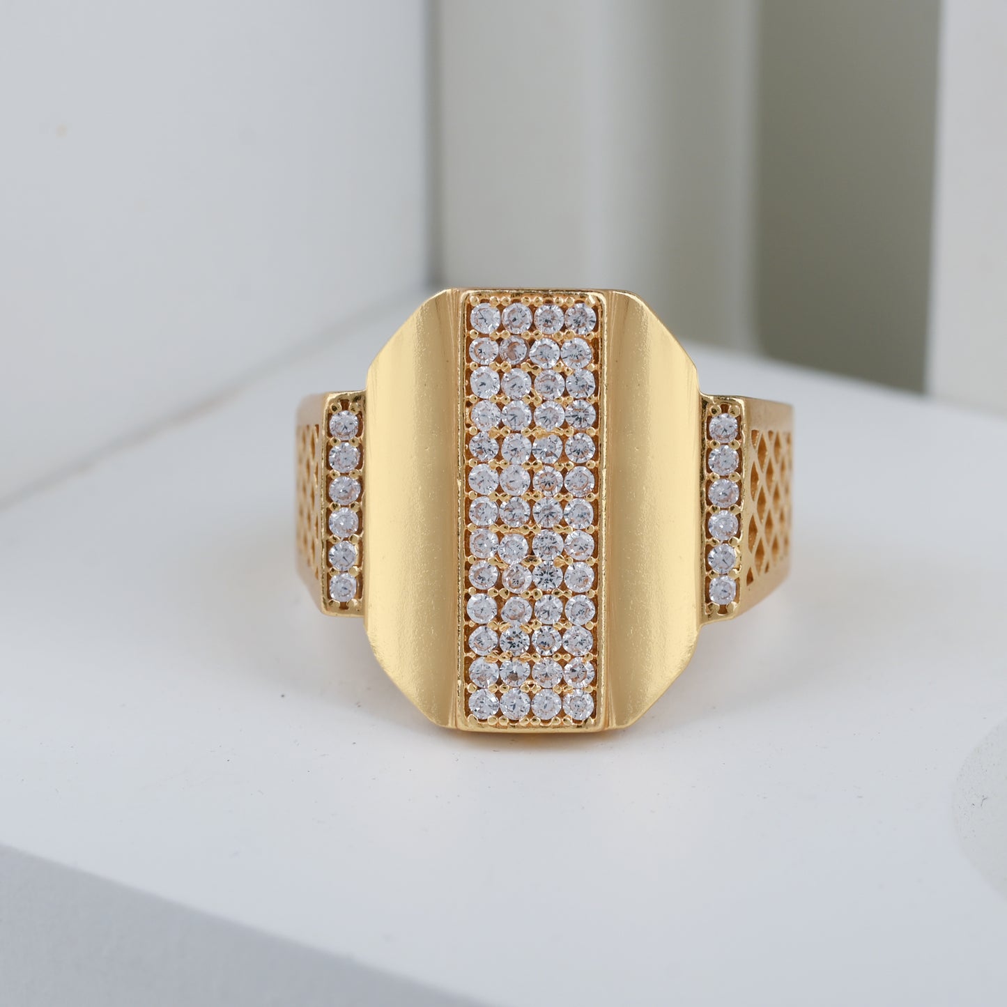 Gold Plated Diamond Ring For Man-1