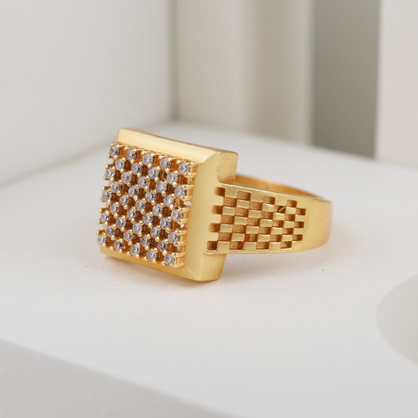 Gold Plated Diamond Ring For Man-2