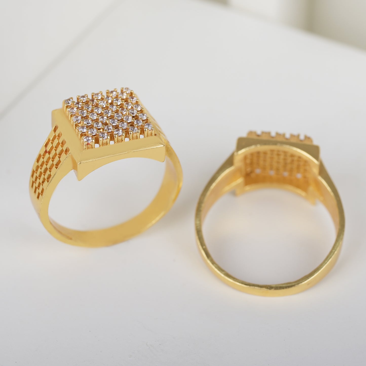 Gold Plated Diamond Ring For Man-2