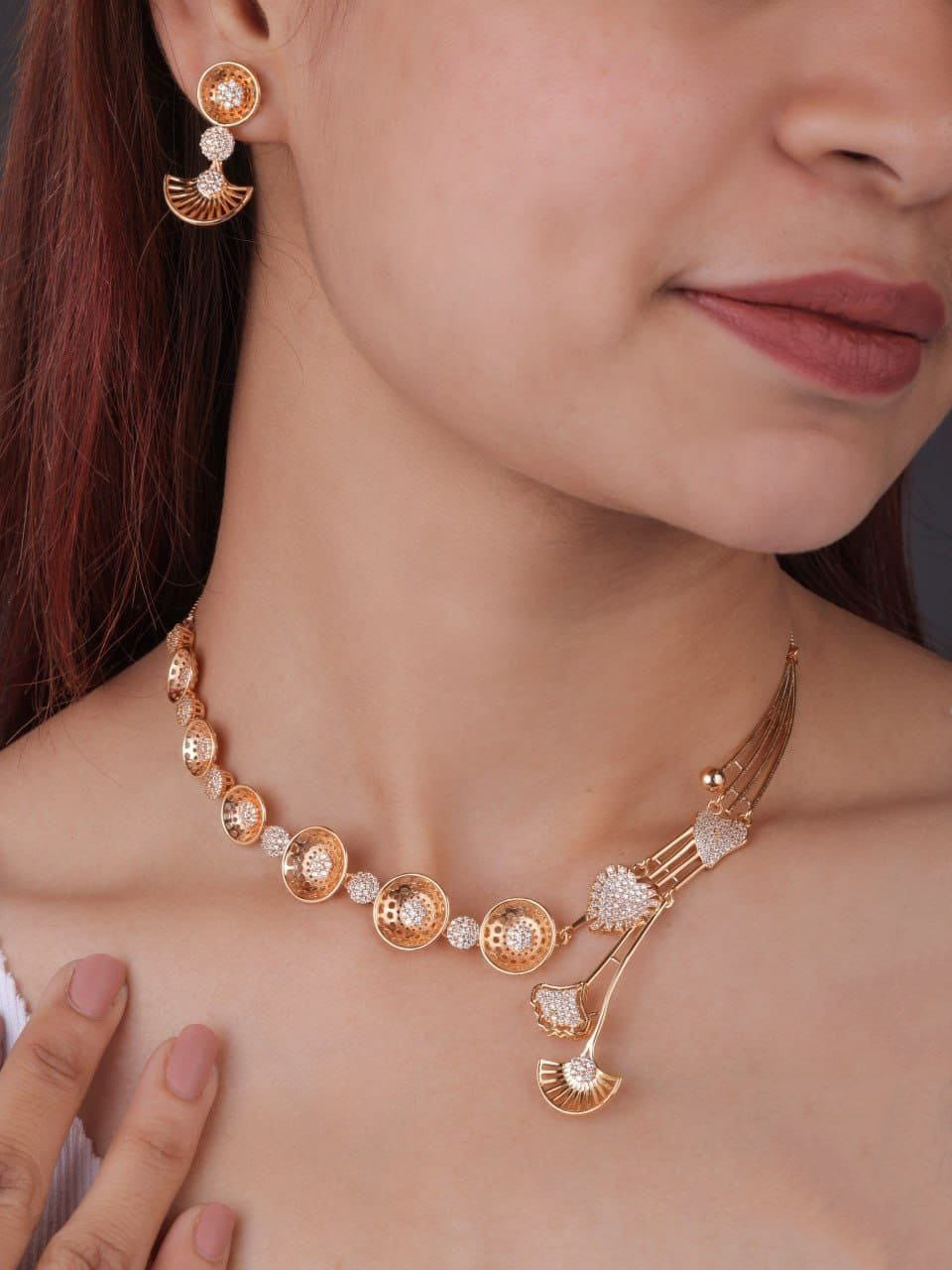 Premium American Diamond Rose Gold Necklace