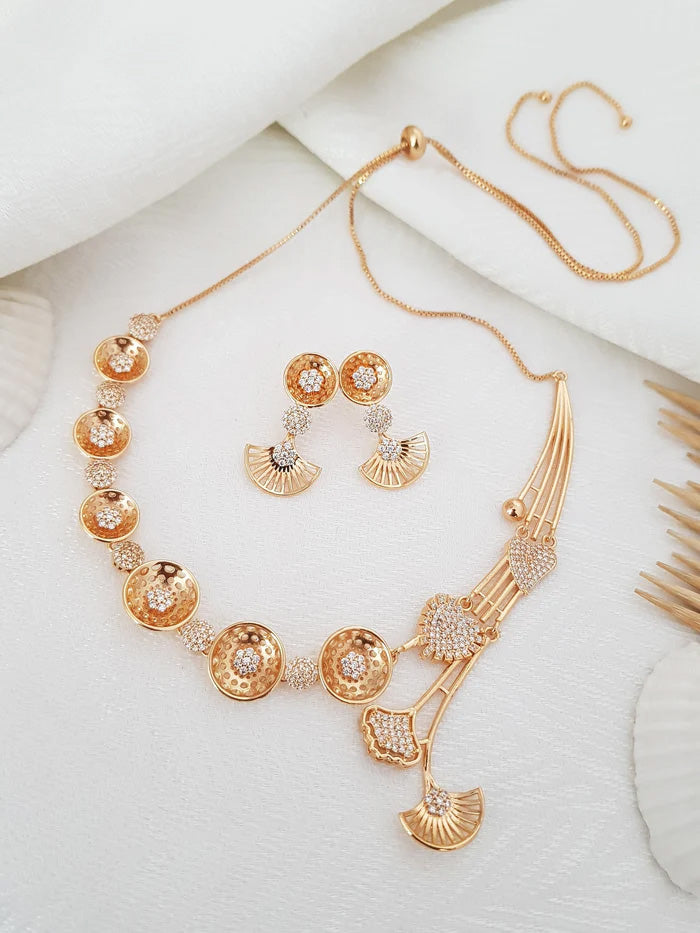 Premium American Diamond Rose Gold Necklace