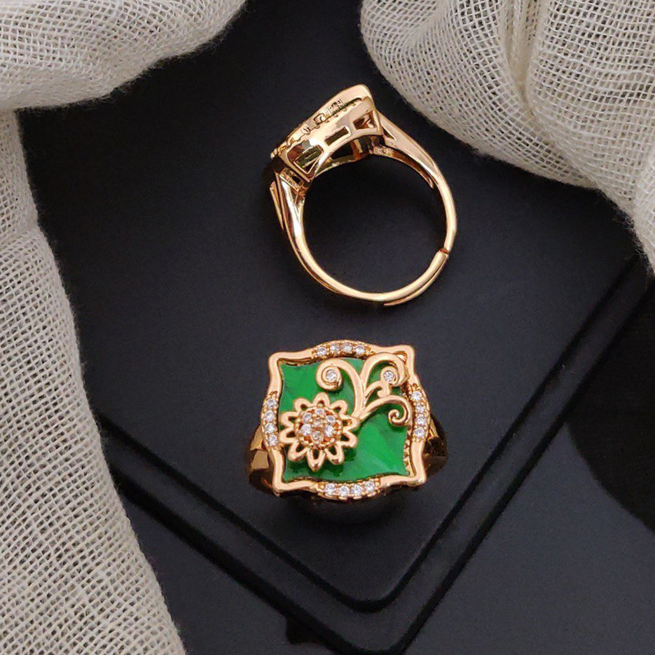 Fabulous Crystal Square Stone Adjustable Rings For Woman And Girl (Free Size)