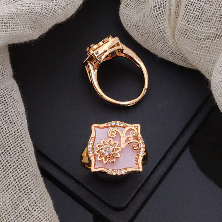 Fabulous Crystal Square Stone Adjustable Rings For Woman And Girl (Free Size)