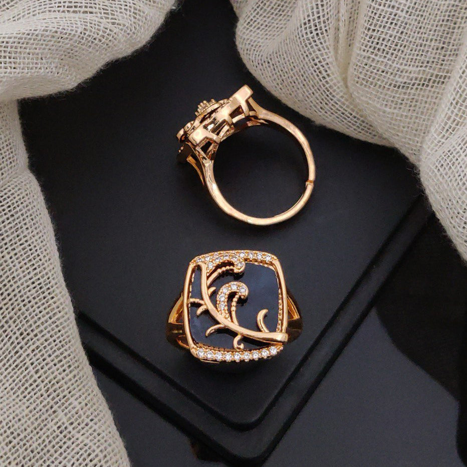 Fancy Crystal Square Stone Adjustable Rings For Woman And Girl (Free Size)
