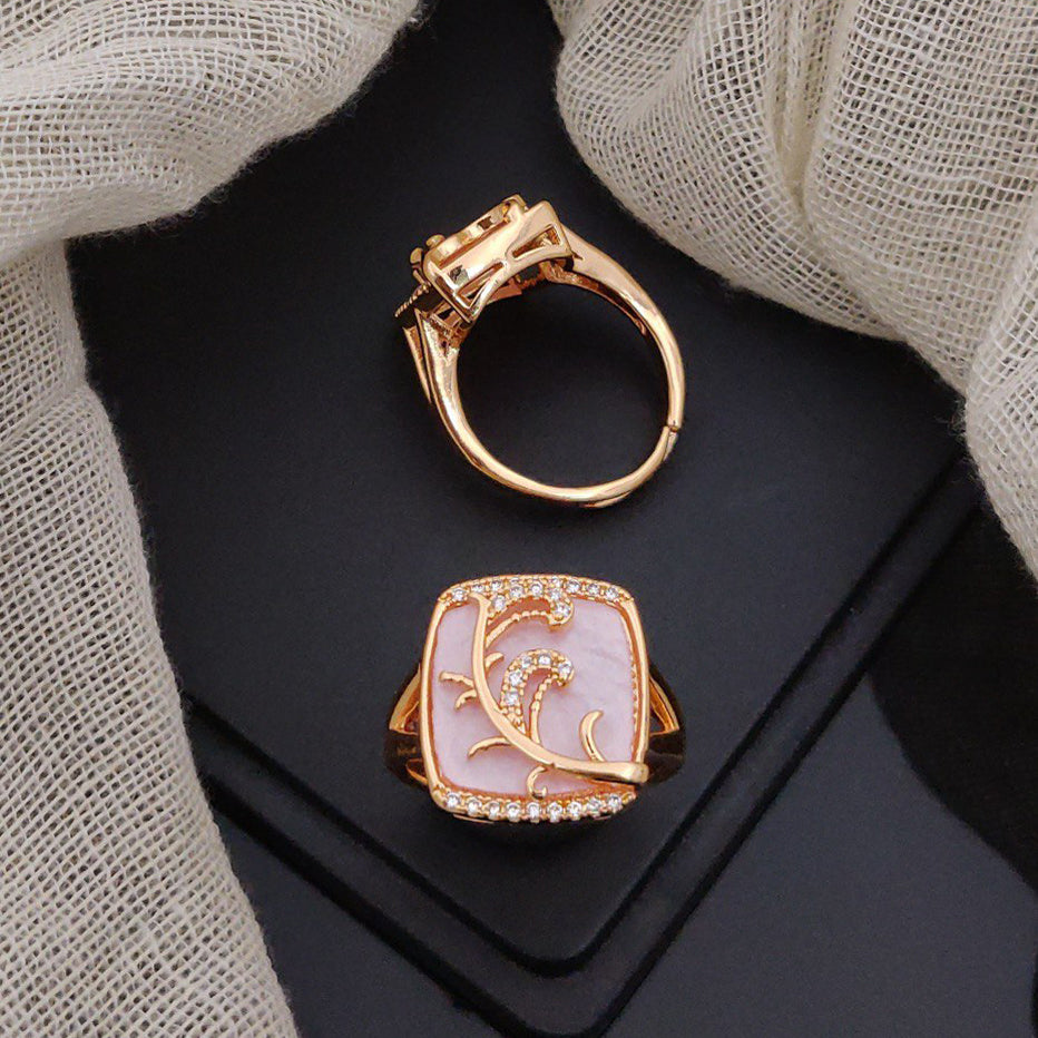 Fancy Crystal Square Stone Adjustable Rings For Woman And Girl (Free Size)