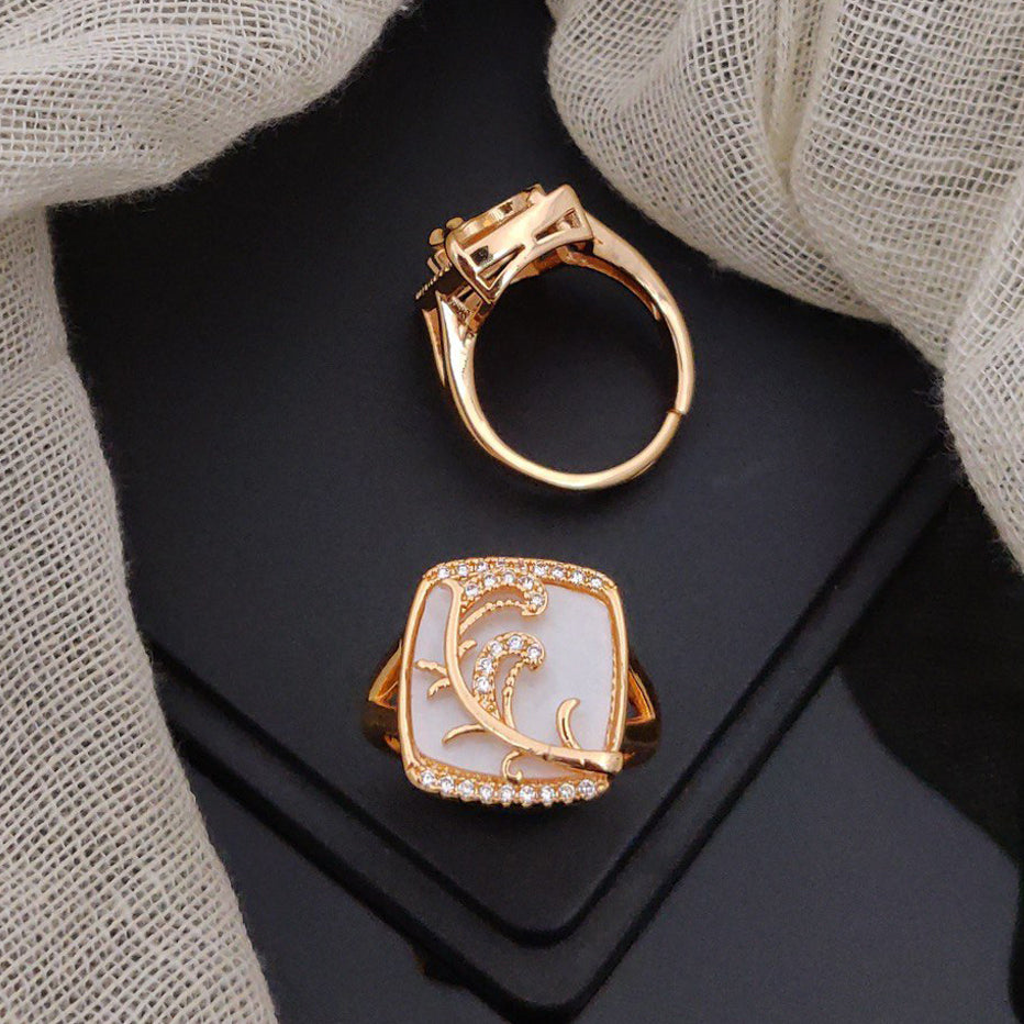 Fancy Crystal Square Stone Adjustable Rings For Woman And Girl (Free Size)