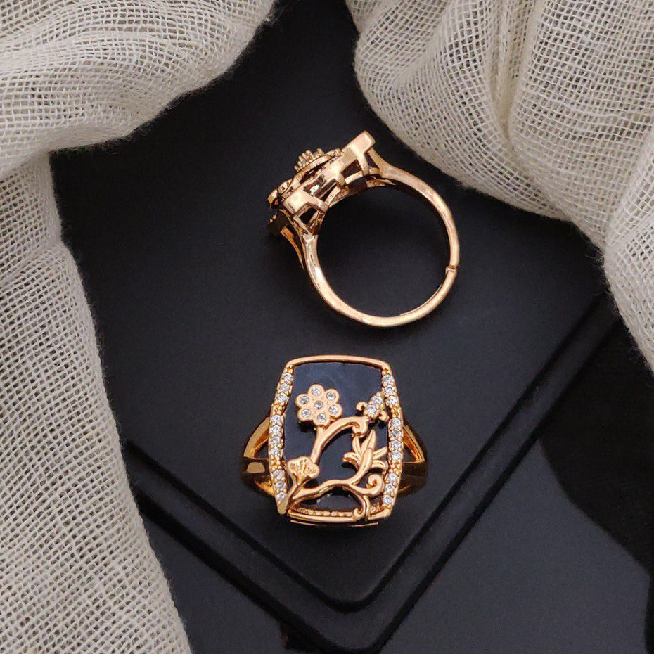 Fancy Crystal Stone Flower Adjustable Rings For Woman And Girl (Free Size)