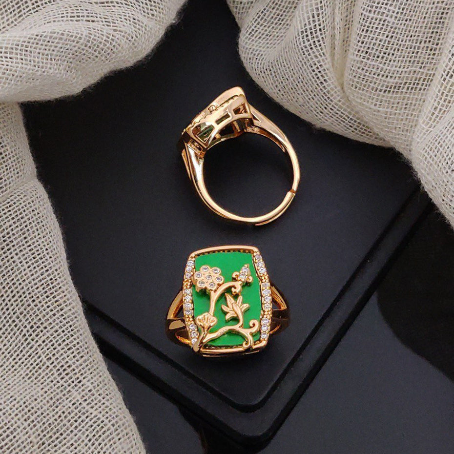 Fancy Crystal Stone Flower Adjustable Rings For Woman And Girl (Free Size)
