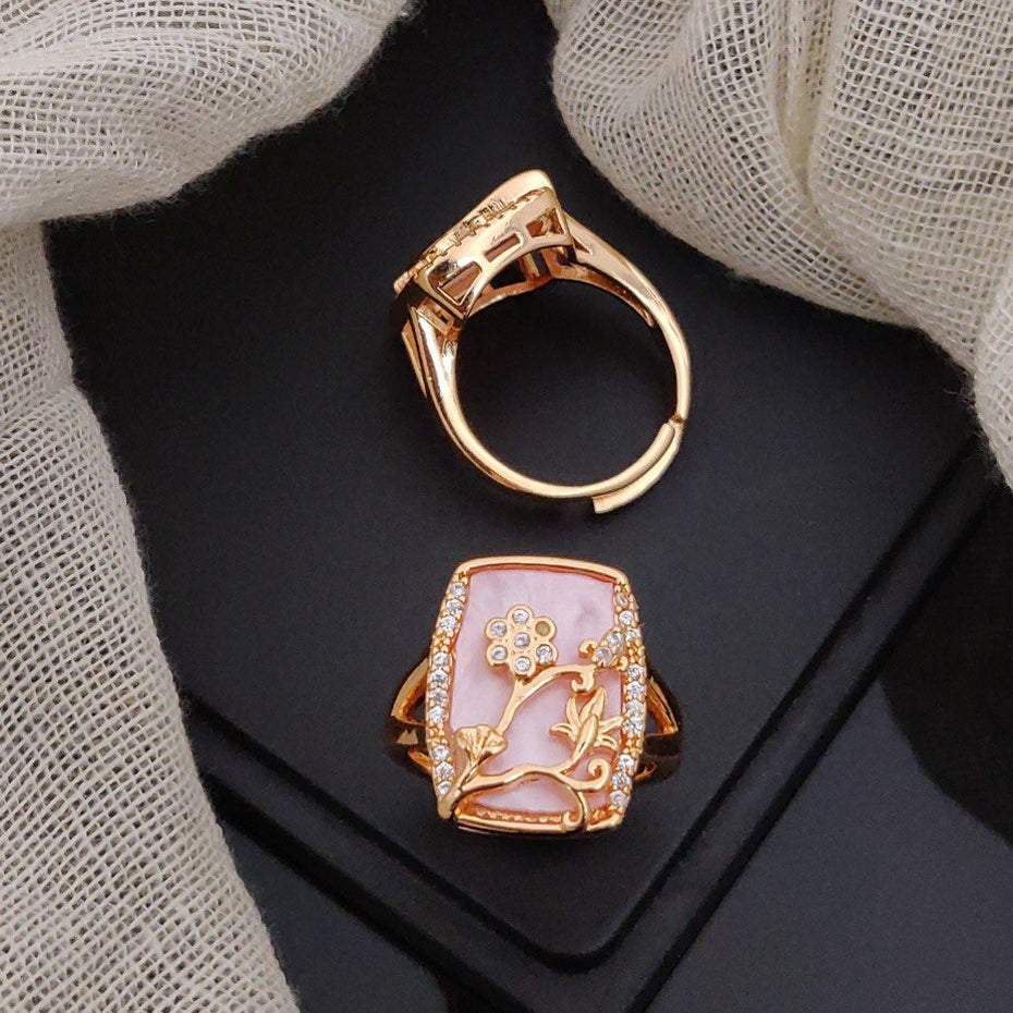 Fancy Crystal Stone Flower Adjustable Rings For Woman And Girl (Free Size)