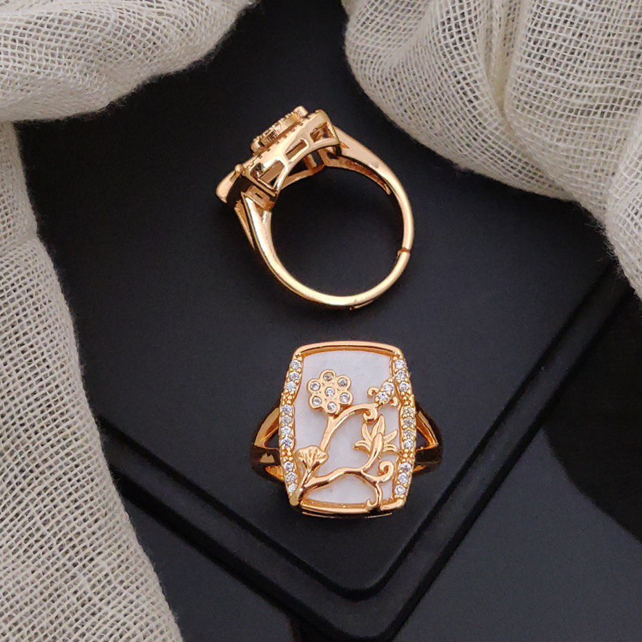 Fancy Crystal Stone Flower Adjustable Rings For Woman And Girl (Free Size)