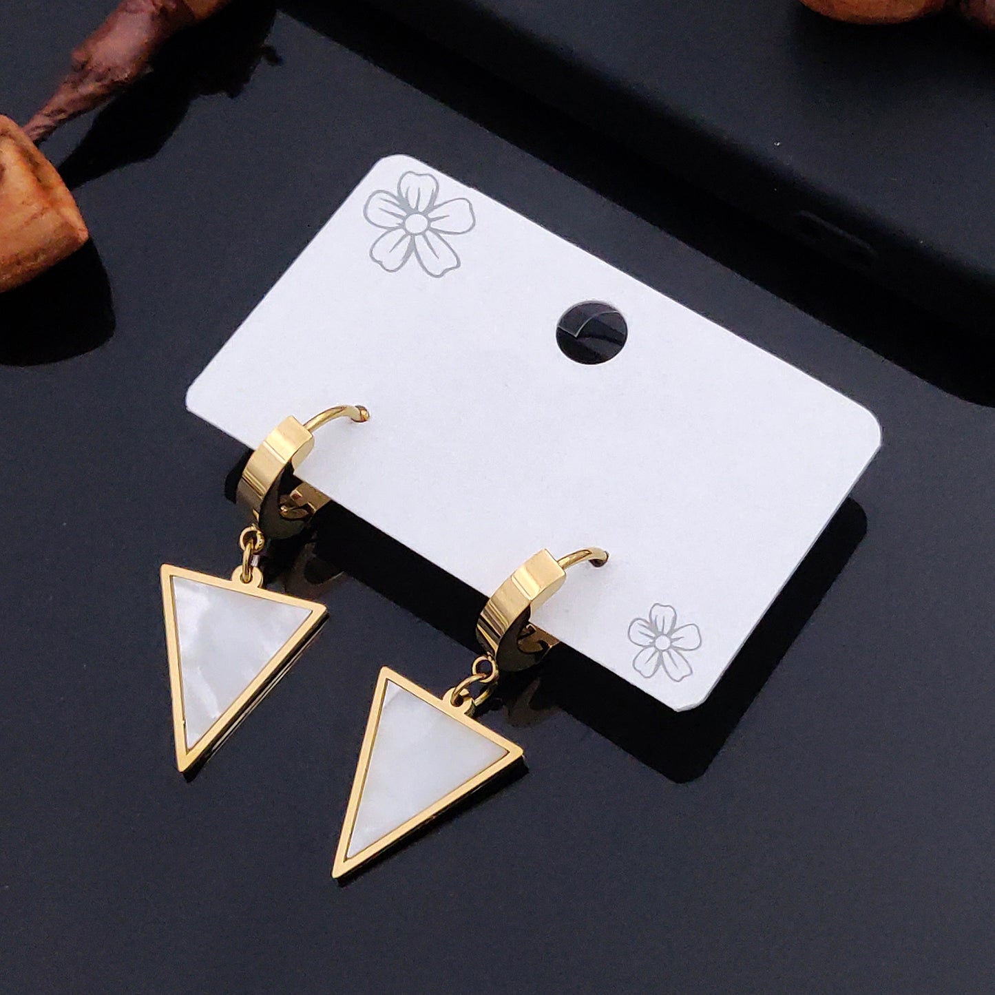 Fancy Triangle Plated Disc Earrings