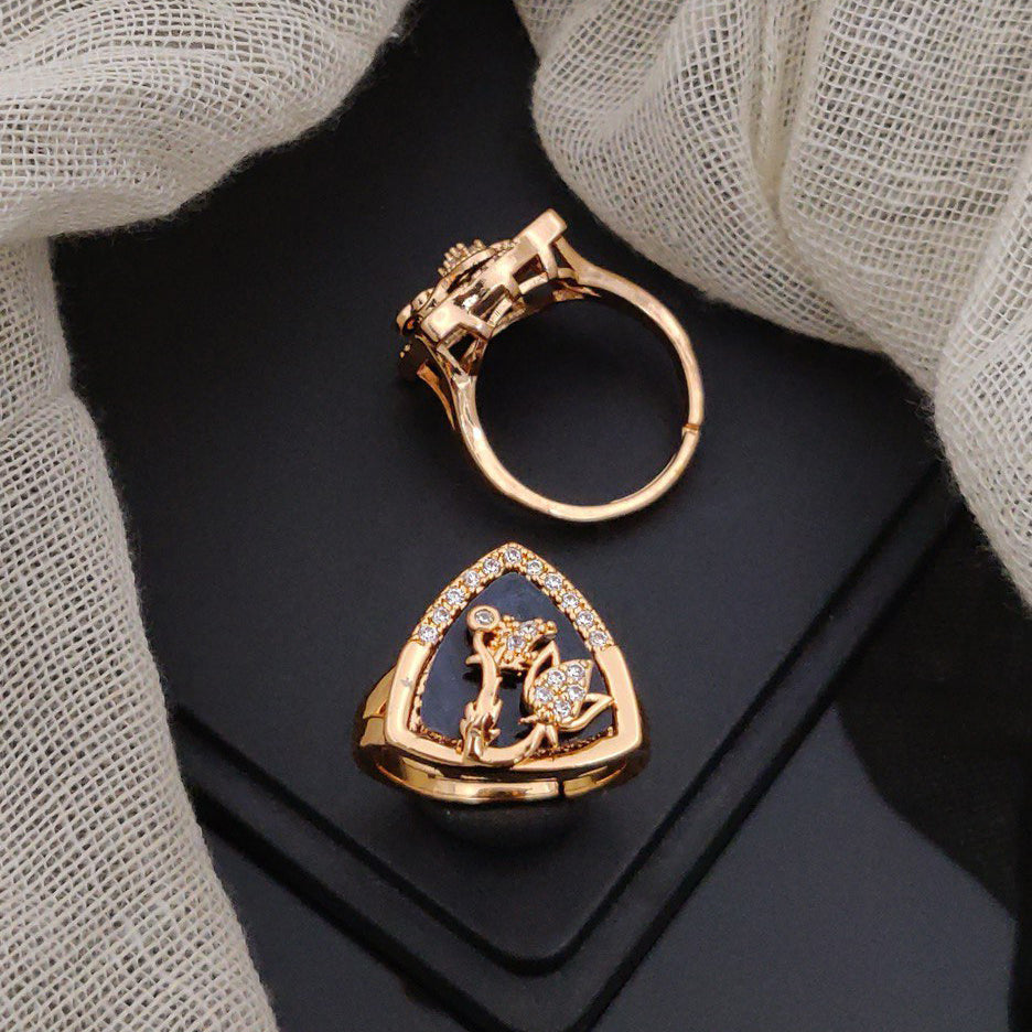 Fancy Crystal Triangle Stone Adjustable Rings For Woman And Girl (Free Size)