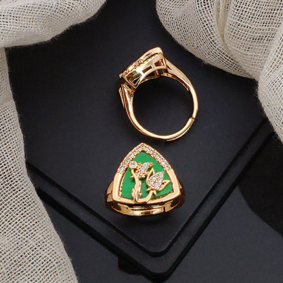 Fancy Crystal Triangle Stone Adjustable Rings For Woman And Girl (Free Size)
