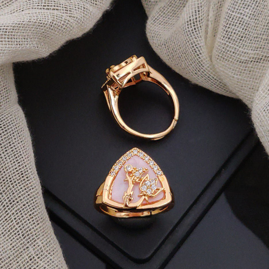 Fancy Crystal Triangle Stone Adjustable Rings For Woman And Girl (Free Size)