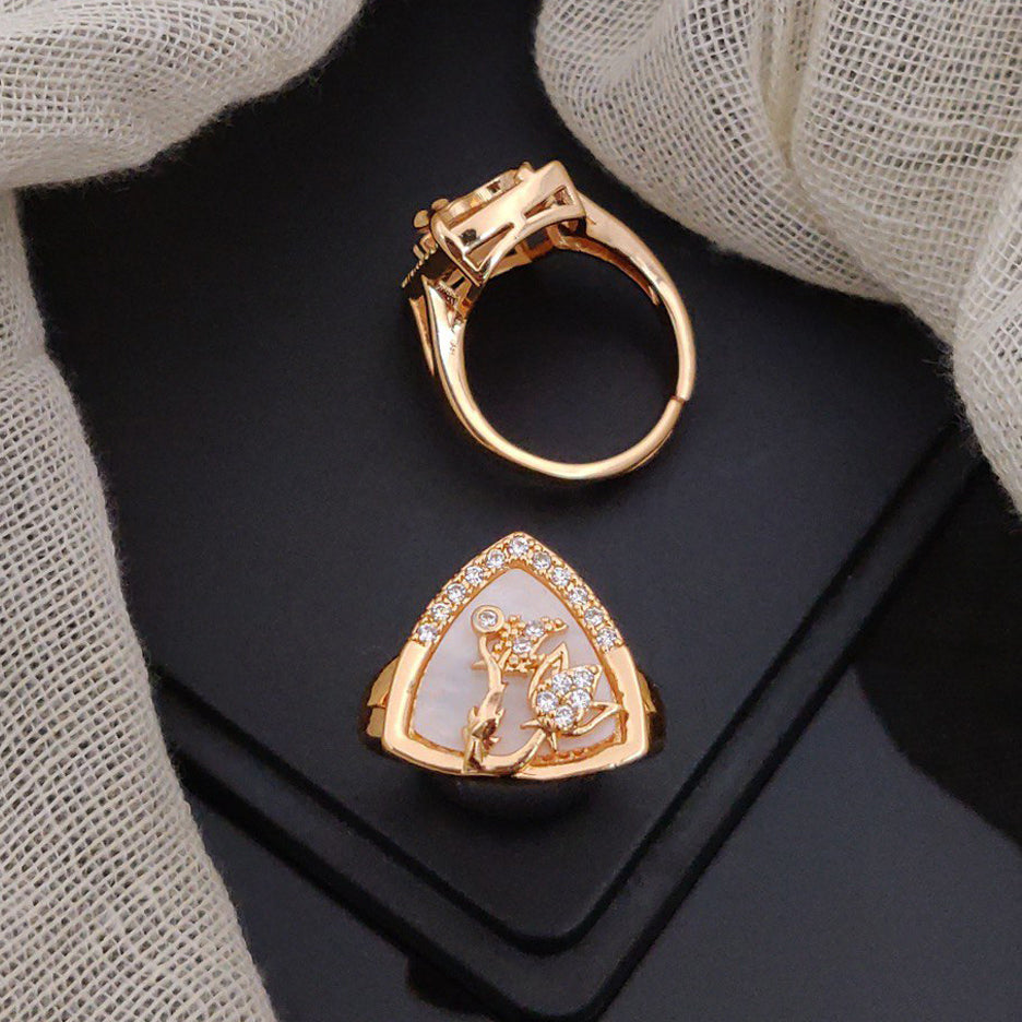 Fancy Crystal Triangle Stone Adjustable Rings For Woman And Girl (Free Size)