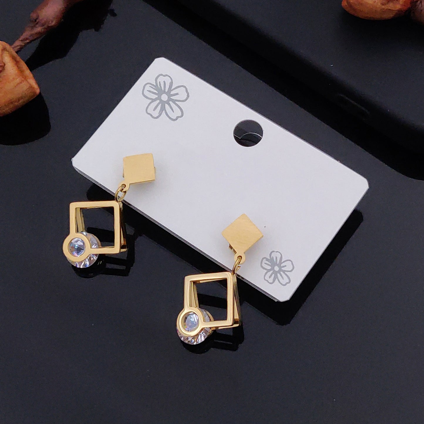 Beautiful Holding Diamond Earrings