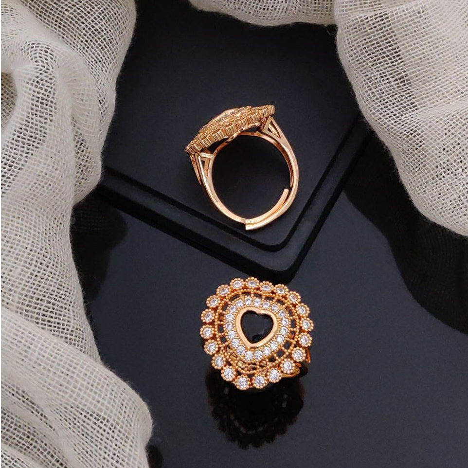Heart Diamond Adjustable Rings For Woman And Girl (Free Size)