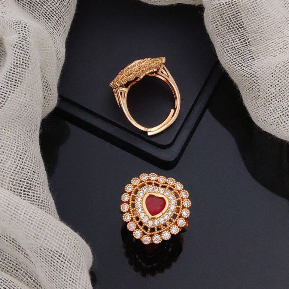 Heart Diamond Adjustable Rings For Woman And Girl (Free Size)