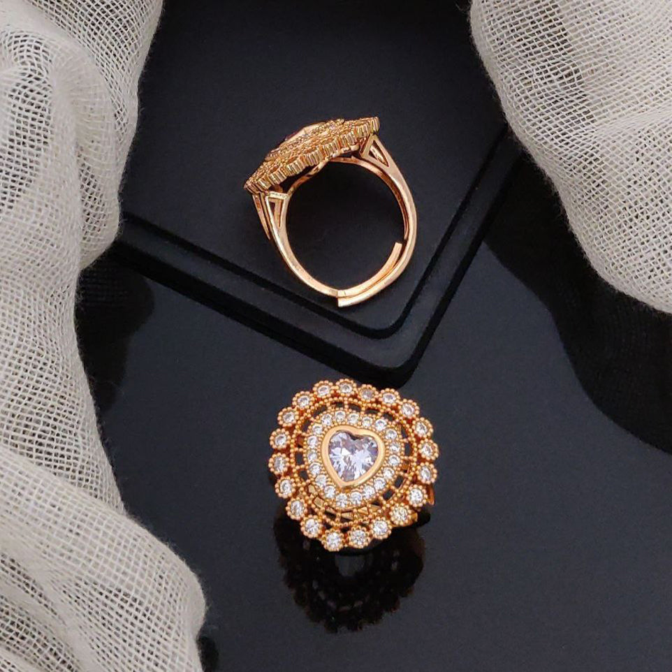 Heart Diamond Adjustable Rings For Woman And Girl (Free Size)