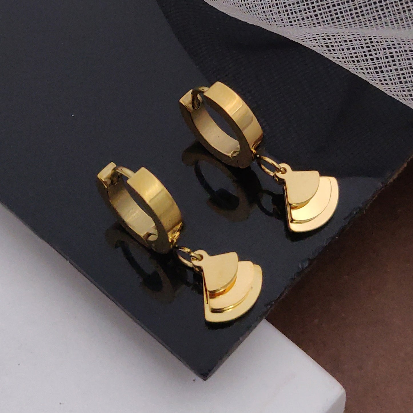 Plated Carved Hanging Ball Earrings