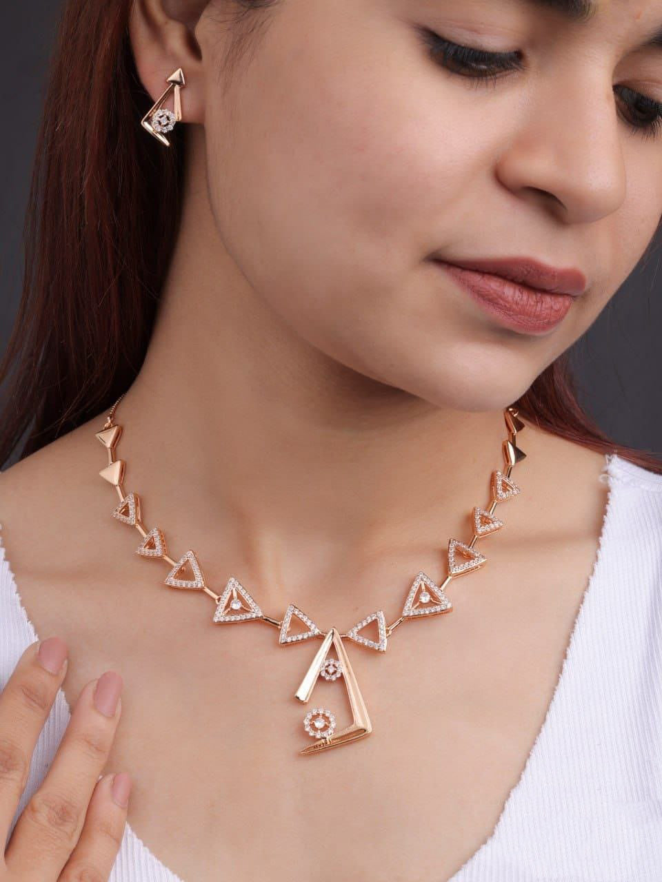Fancy Triangle AD Olivia Rose Gold Necklace