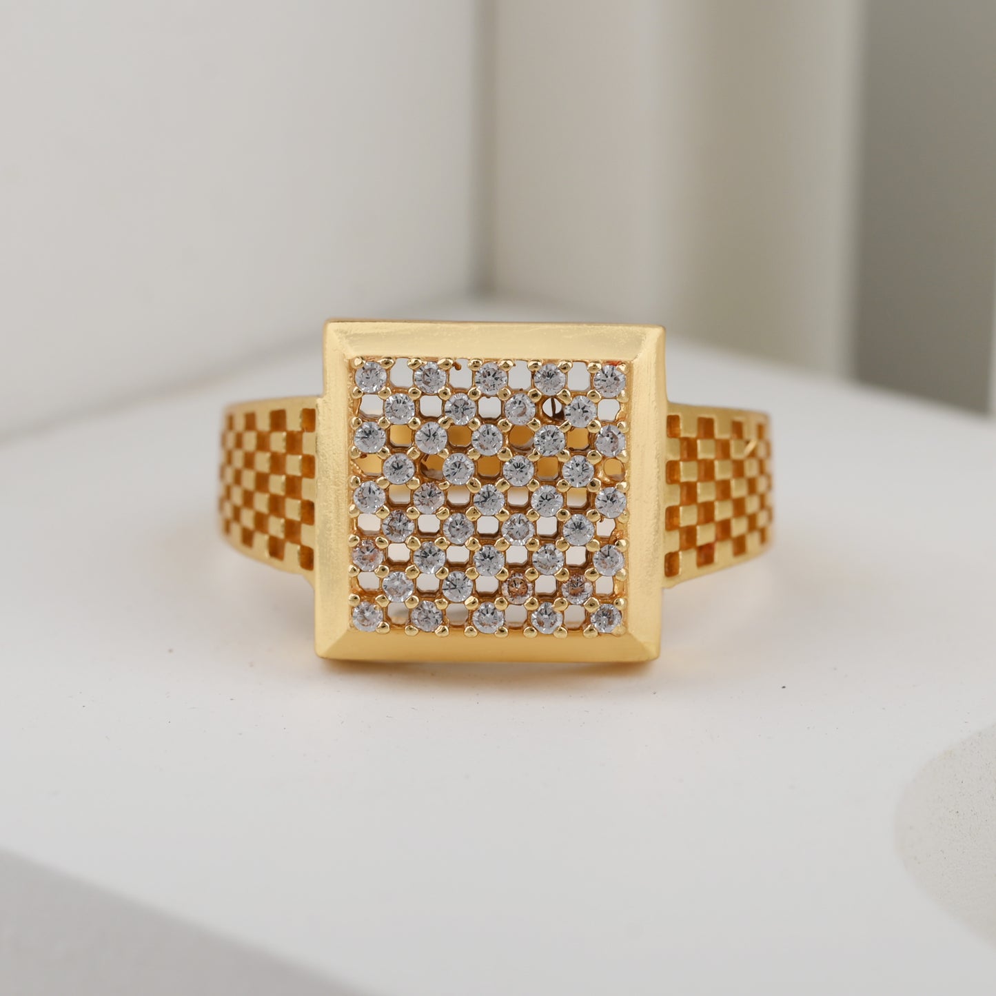 Gold Plated Diamond Ring For Man-2